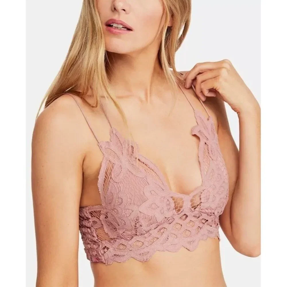 Free People Adella Lace Bralette Mauve Pink Women's Medium